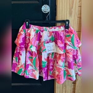 ⭐NWT Meet Me In Santorini Floral Skirt - Pink and Green